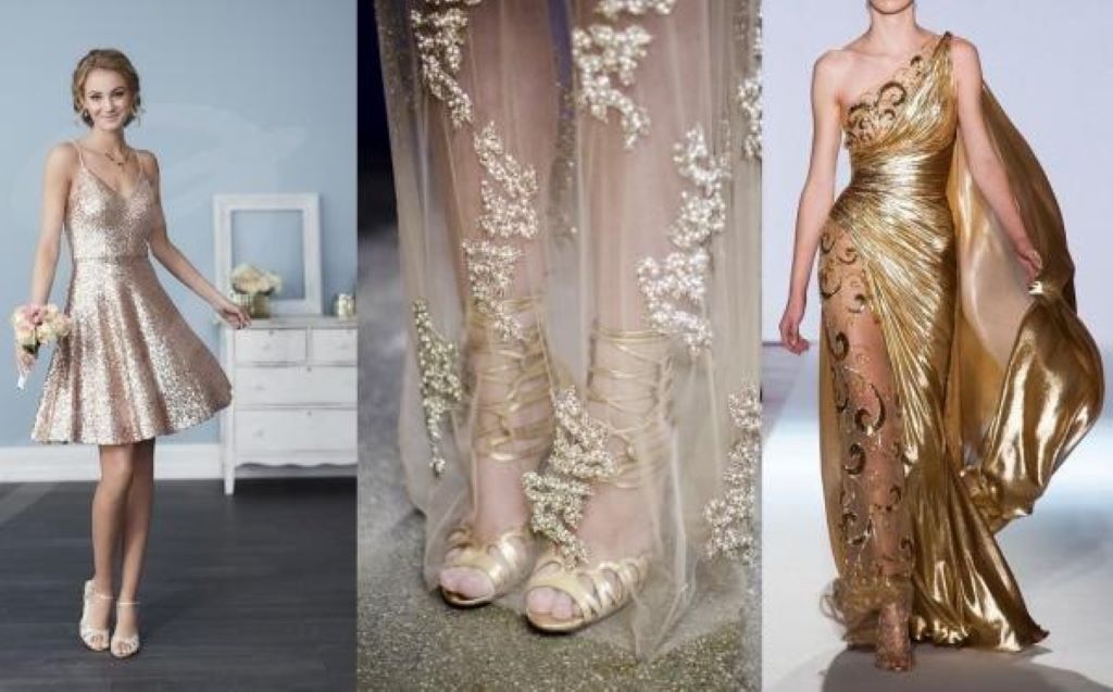 What color shoes go with a gold dress