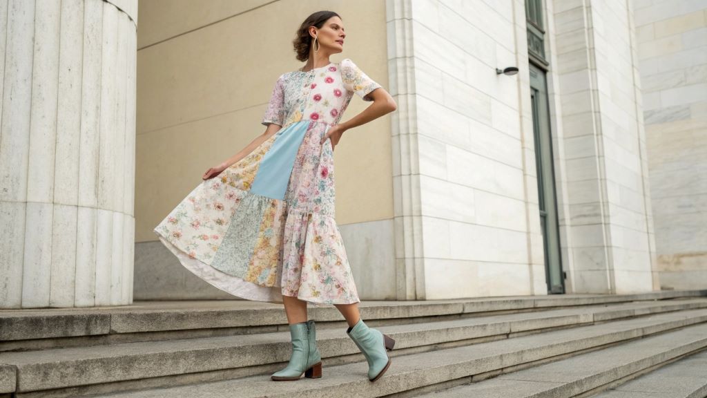 Midi Dress with Ankle Boots
