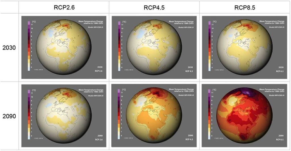 Visualization of global temperature changes and environmental scenarios if the sun were artificially blocked, based on climate simulations