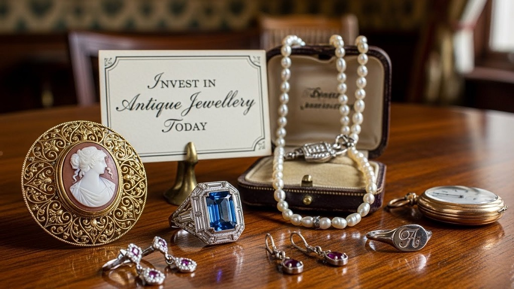 Collector examining antique jewellery investment pieces under magnifier