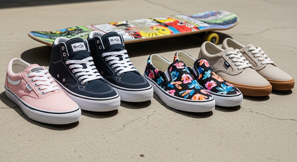 Close-up of reinforced suede stylish skate shoes for women