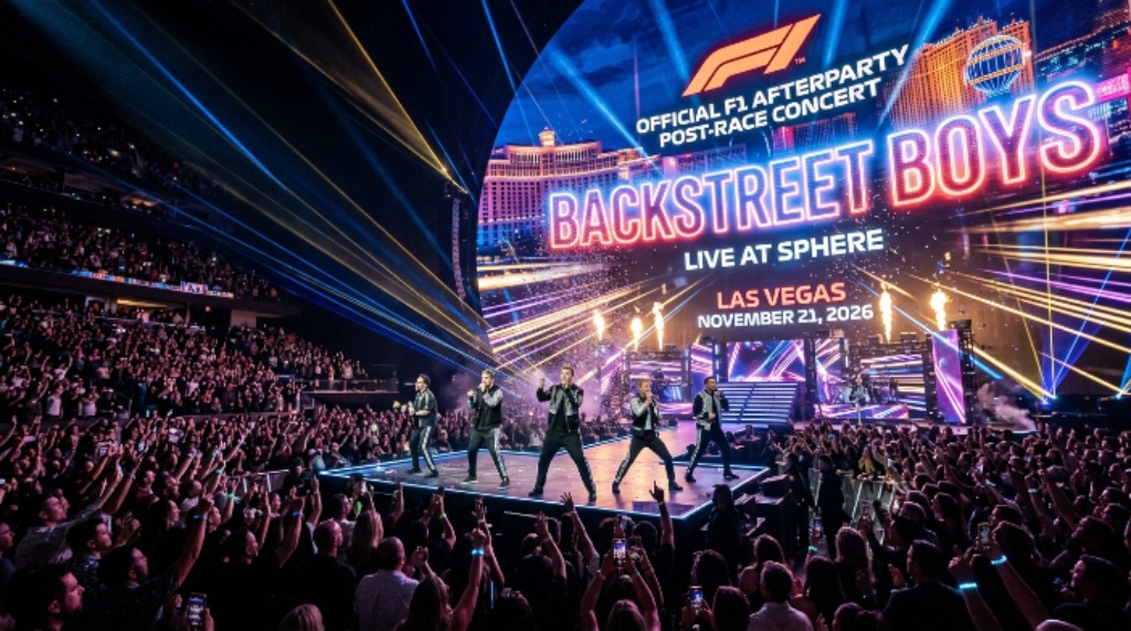 Backstreet Boys performing at Sphere Las Vegas during the official F1 Afterparty post-race concert on November 21, 2026