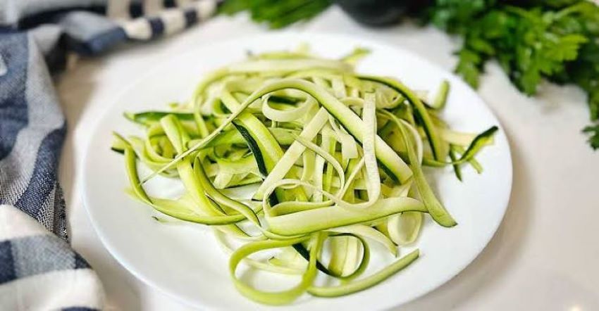 Fresh zucchini noodles made with a spiralizer in New York (NY)