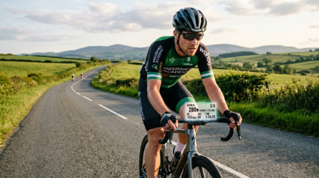 Cyclist following a structured training plan for endurance