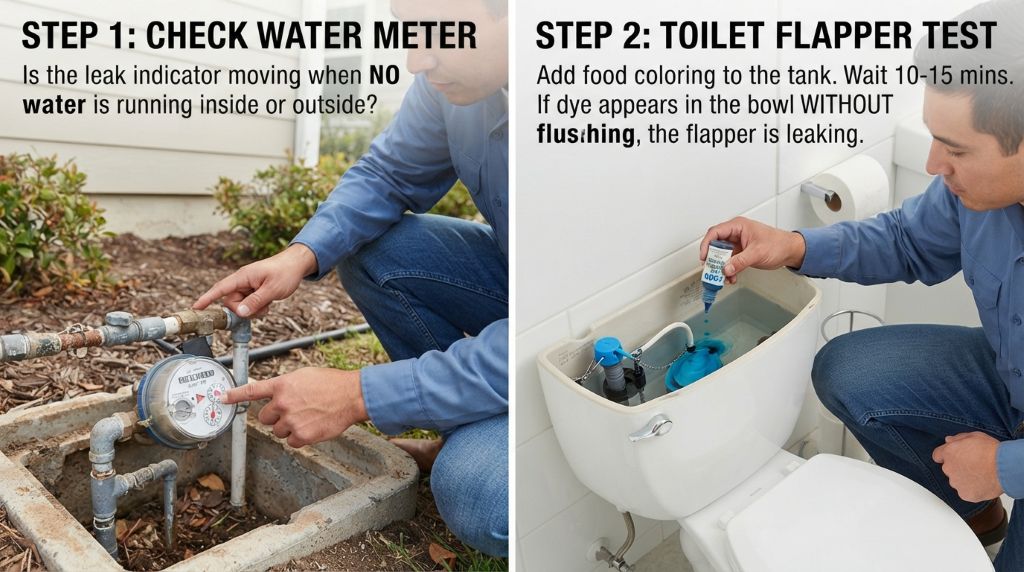 How to find common household water leaks
